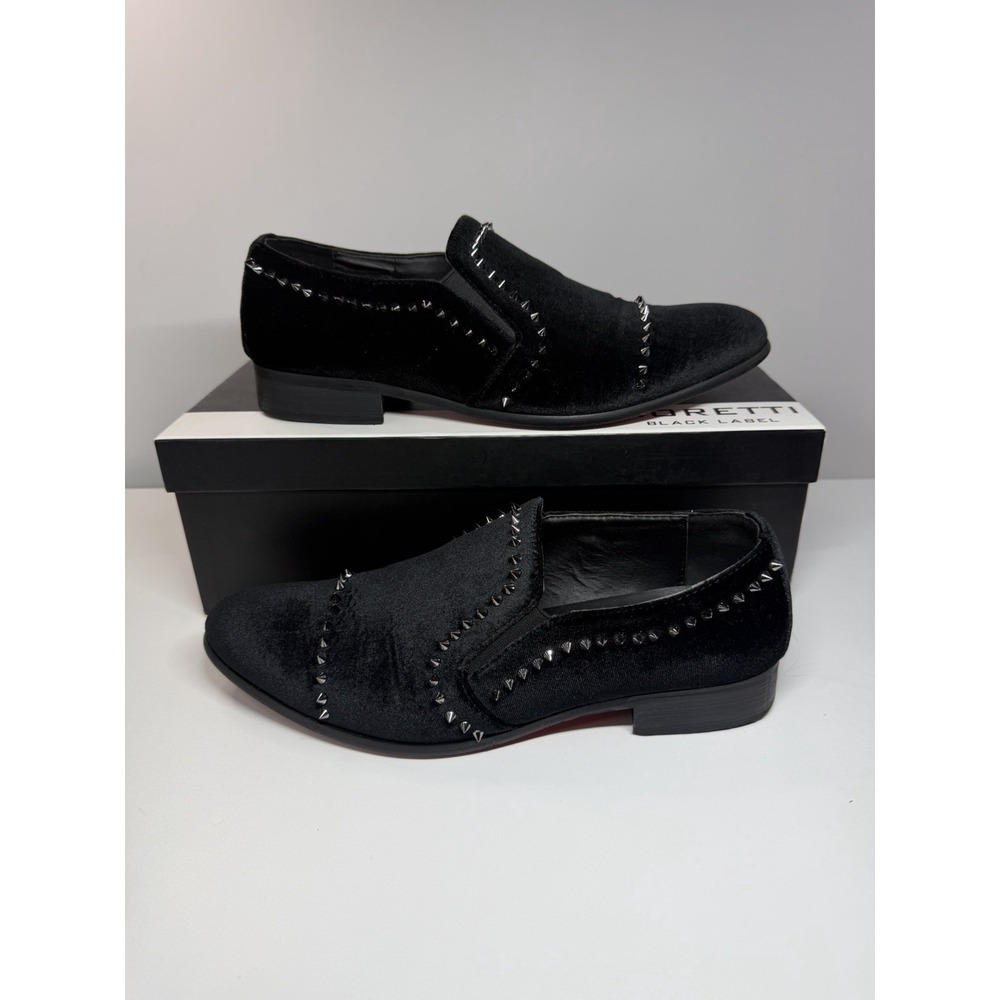 Moretti Black Label Men's Studded Velvet Loafers Size 9.5